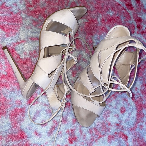 Steve Madden Sandalia Blush Nubuck Leather Lace-Up Heels - Picture 5 of 6